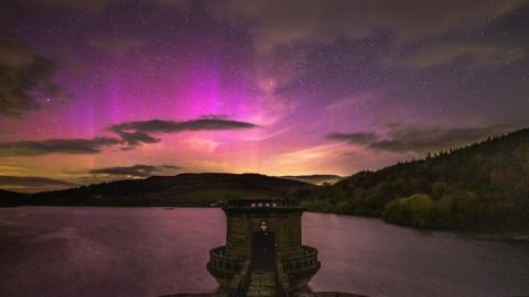 The stunning aurora was was captured in Derbyshire