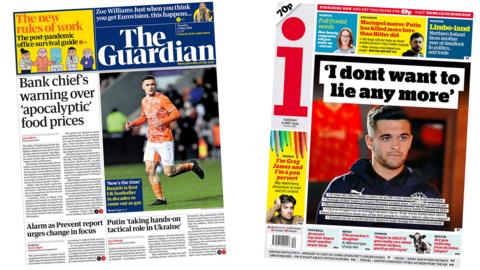 The Guardian and the i front pages