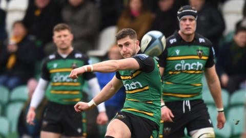 James Grayson kicking for Northampton