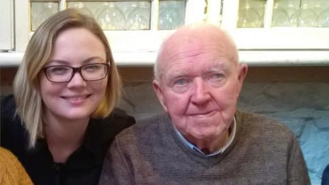 Caroline Murphy and her grandad Dennis O'Connor who tackled armed robbers