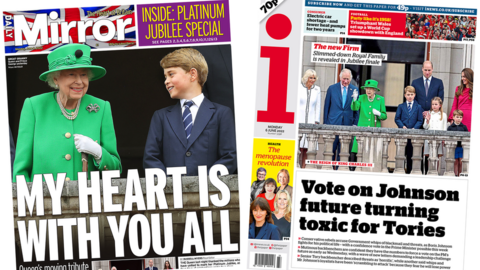 Daily Mirror and the i front pages