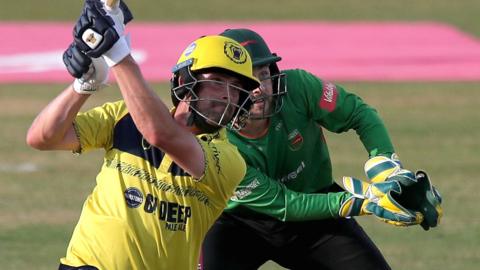 Will Rhodes hits out for Birmingham against Leicestershire