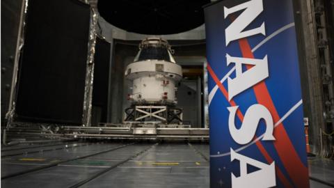 The Orion spacecraft seen during the Nasa Unveil event.