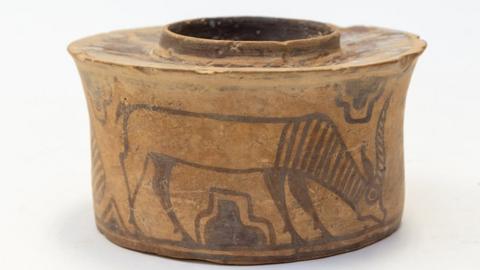 An Indus Valley Harappan Civilisation pottery jar dating back to 1900 BC