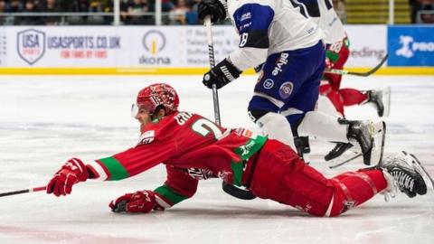 Cardiff Devils' Justin Crandall in action