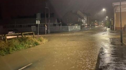 Flooded streets of Ilminster