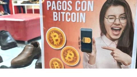 Poster for a shop accepting Bitcoin