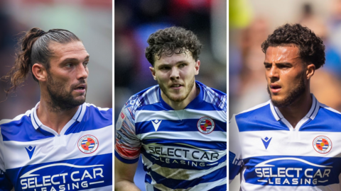 Andy Carroll, Tom Holmes and Nesta Guinness-Walker in action for Reading.