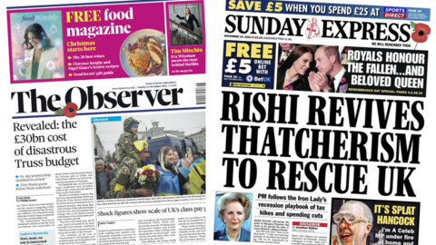 Observer and Sunday Express front pages