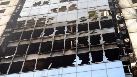 Wreckage of building in Dhaka