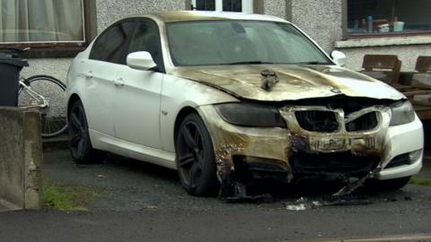 Car burnt out after attack in Balllywalter