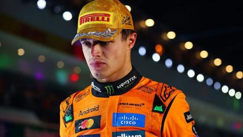 McLaren's Lando Norris looking downcast after the Las Vegas Grand Prix