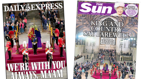 The Daily Express and the Sun front page