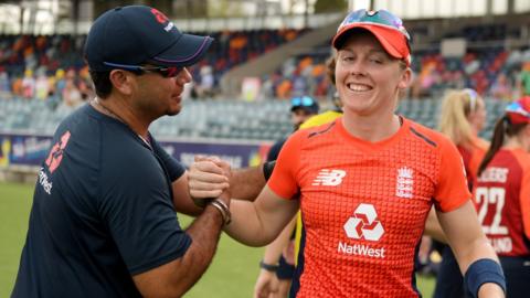 Heather Knight celebrates victory