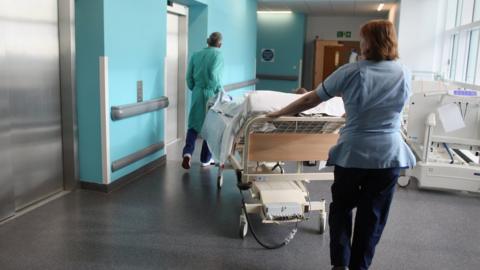 Patient on a hospital trolley