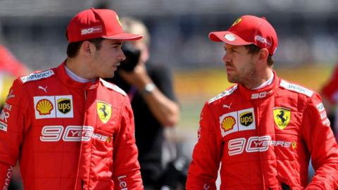 Ferrari's Charles Leclerc and Sebastian Vettel