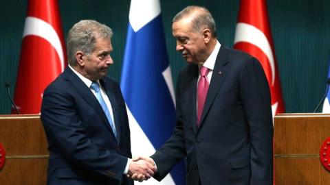 Finland's President Sauli Niinisto and Turkish President Recep Tayyip Erdogan