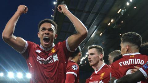 Liverpool celebrate against Manchester City