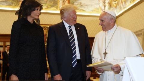 US President Donald Trump with Pope Francis