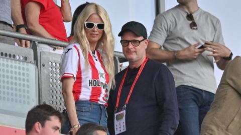 Supermodel Claudia Schiffer and her husband Matthew Vaughn at the Gtech Community Stadium - Vaughn has invested in the holding company which owns Brentford