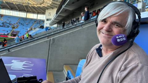 BBC CWR Coventry City commentator Clive Eakin covering a home game