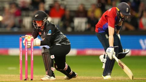 England captain Heather Knight survives a run-out attempt