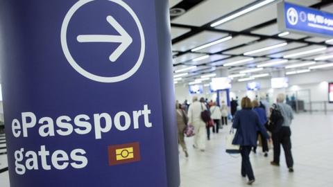 Passport control at Heathrow airport