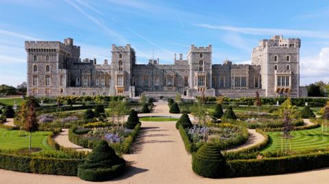 A general view of the garden, with Windsor Castle in the background.