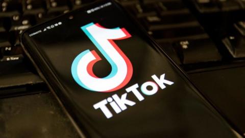 TikTok logo on phone