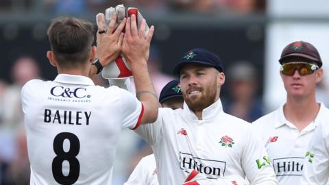 Lancashire celebrate a wicket