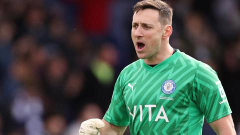 Stockport goalkeeper Ben Hinchliffe