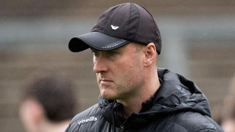 Kilcoo manager Martin Corey watches his side warm-up ahead of the Down SFC Final in Newry.