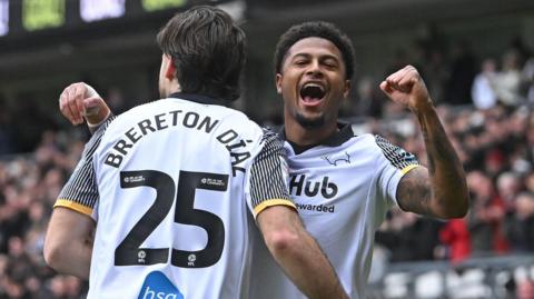 Rhian Brewster and Ben Brereton-Diaz celebrate scoring