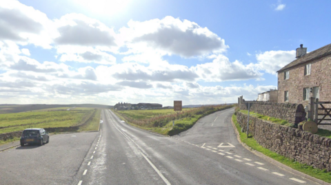 A Google street view image of the A53 where the crash happened, with Brown Lane on the right hand side 