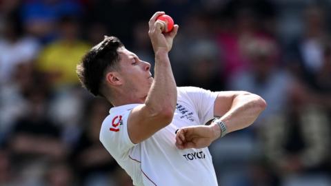 England Lions fast bowler Matthew Potts delivers a ball