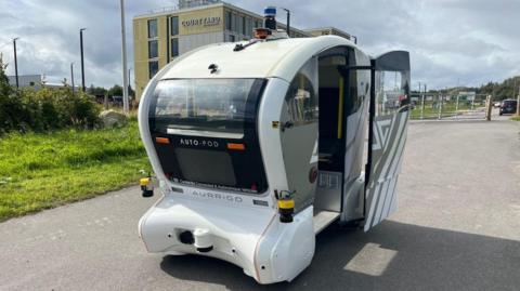 Auto-Pod driverless vehicle at Inverness Airport