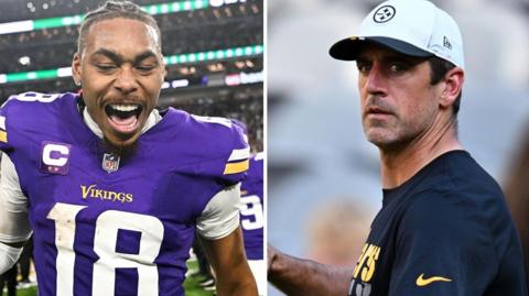 Justin Jefferson and Aaron Rodgers