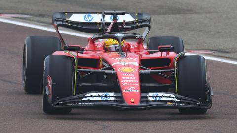 Lewis Hamilton in a 2023 Ferrari at Fiorano