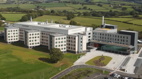 An aerial view of Grange University Hospital, in Cwmbran, Torfaen