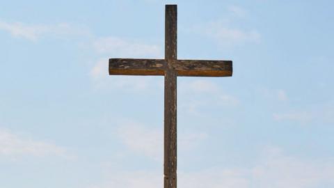 A cross at a small church in Africa