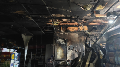 Damage after a fire at Tesco in Kenilworth