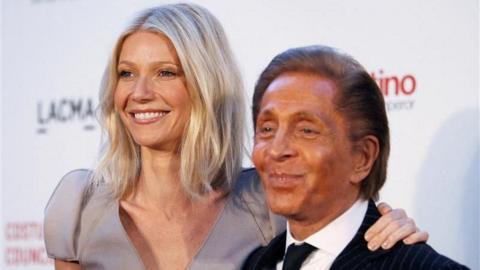 Actress Gwyneth Paltrow and Italian fashion designer Valentino Garavani pose at the West Coast premiere of the documentary "Valentino: The Last Emperor" at the Los Angeles County Museum of Art in 2009