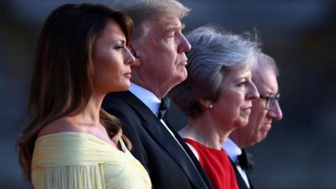 (l-r) Melania Trump, Donald Trump, Theresa May, Philip May