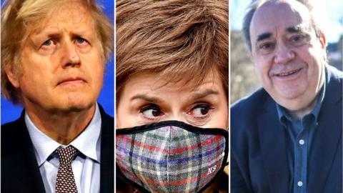 Boris Johnson, Nicola Sturgeon and Alex Salmond