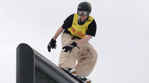 Mia Brookes during a run at a previous slopestyle World Cup event