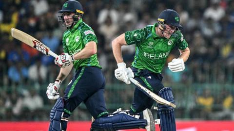 Harry Tector and Lorcan Tucker run between the wickets