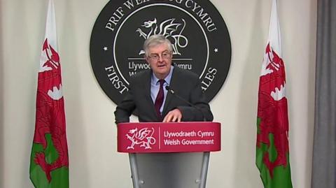 Mark Drakeford at a press conference