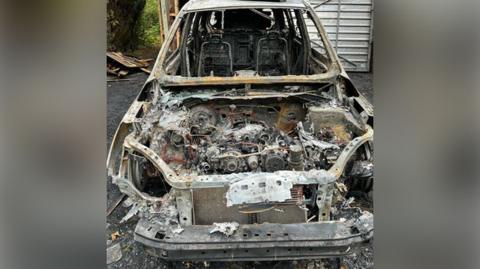 car destroyed by fire in galashiels