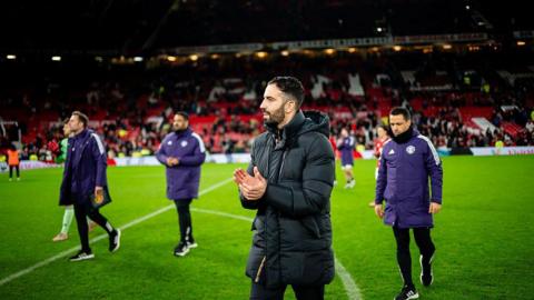 Ruben Amorim of Manchester United applauds the fans