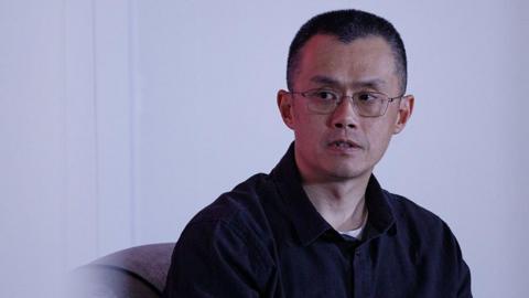 Changpeng Zhao, co-founder of Binance, in a black shirt in April 2025
